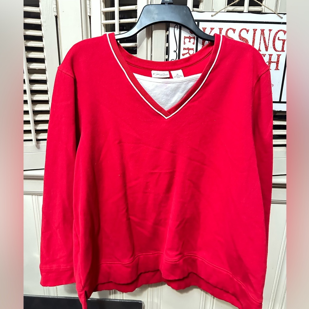 Kim Rogers Woman Red shirt with fleece lining